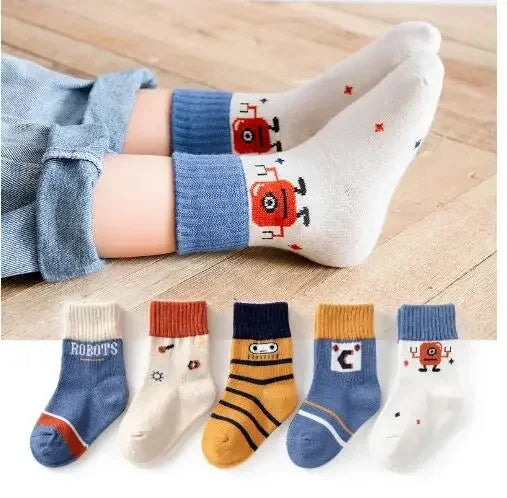 5 Pairs Kids Boys Socks Tennis Children Sport School Students Socks Spring Autumn Soft Cotton Toddler Mid Tube Girls Sports Sock