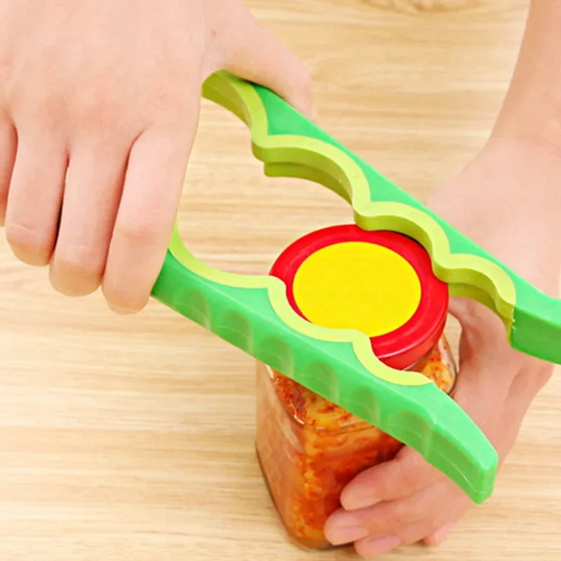 Lid Jar Opener 4 In 1 Handy Screw Cap Jar Openers Multi Purpose Can Opener Bottle Lid Grip Wrench Bottle Kitchen Gadgets