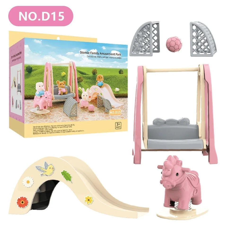 Dollhouse Furniture Set Doll house Bathroom/Kitchen/Fridge/Washing Machine Laundry Kids Doll House Miniature Pretend Play Toys