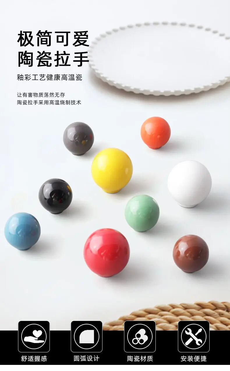 Handles Drawer Cabinet Furniture Kitchen Handles for Cabinet Knob Door Drawer Knob Colour Ceramics Rotundity Single Hole