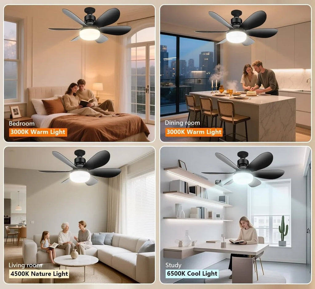LED Ceiling Fan Light E27 with Remote Control for Dimming, Suitable for Living Room, Study, Household Use, 85-265V
