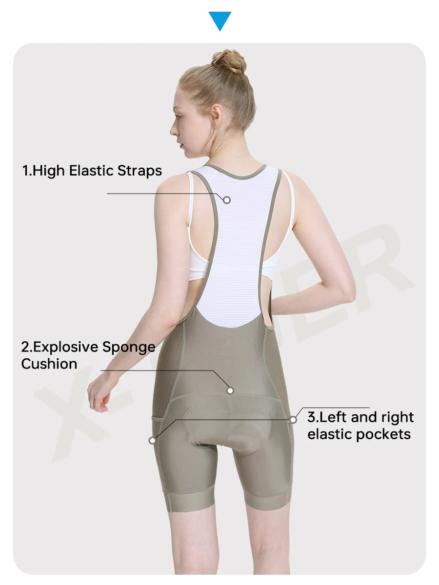 X-TIGER Bib Shorts Cycling Women 5D Thick Padding Mountain Road Bike Bib Shorts Summer UV Protection Professional Cycling Shorts