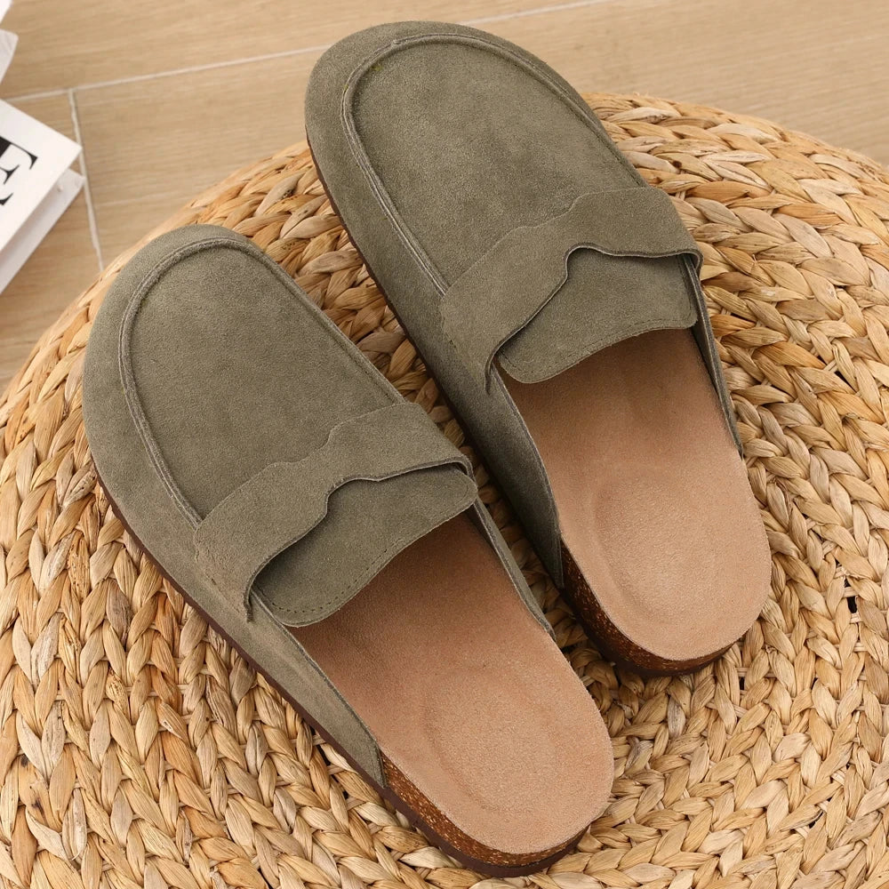 Kidmi Women's Genuine Suede Clogs Soft Footbed Leather Potato Shoes Comfort Slip On Clogs with Arch Support Fashion Home Slipper
