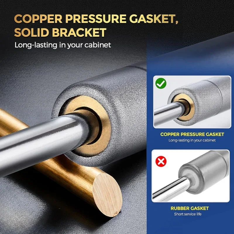 2PCS Copper Force Gas Spring Cabinet Hinge 3-20kg Gas Struts Door Lift Support Rod Hydraulic Kitchen Cupboard Door Shocks Buffer