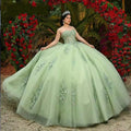 Bomaris Glittering green Ball Gown Quinceanera Dresses Sweetheart Applique Formal Princess Party Vestidos De 15 Anos Customized