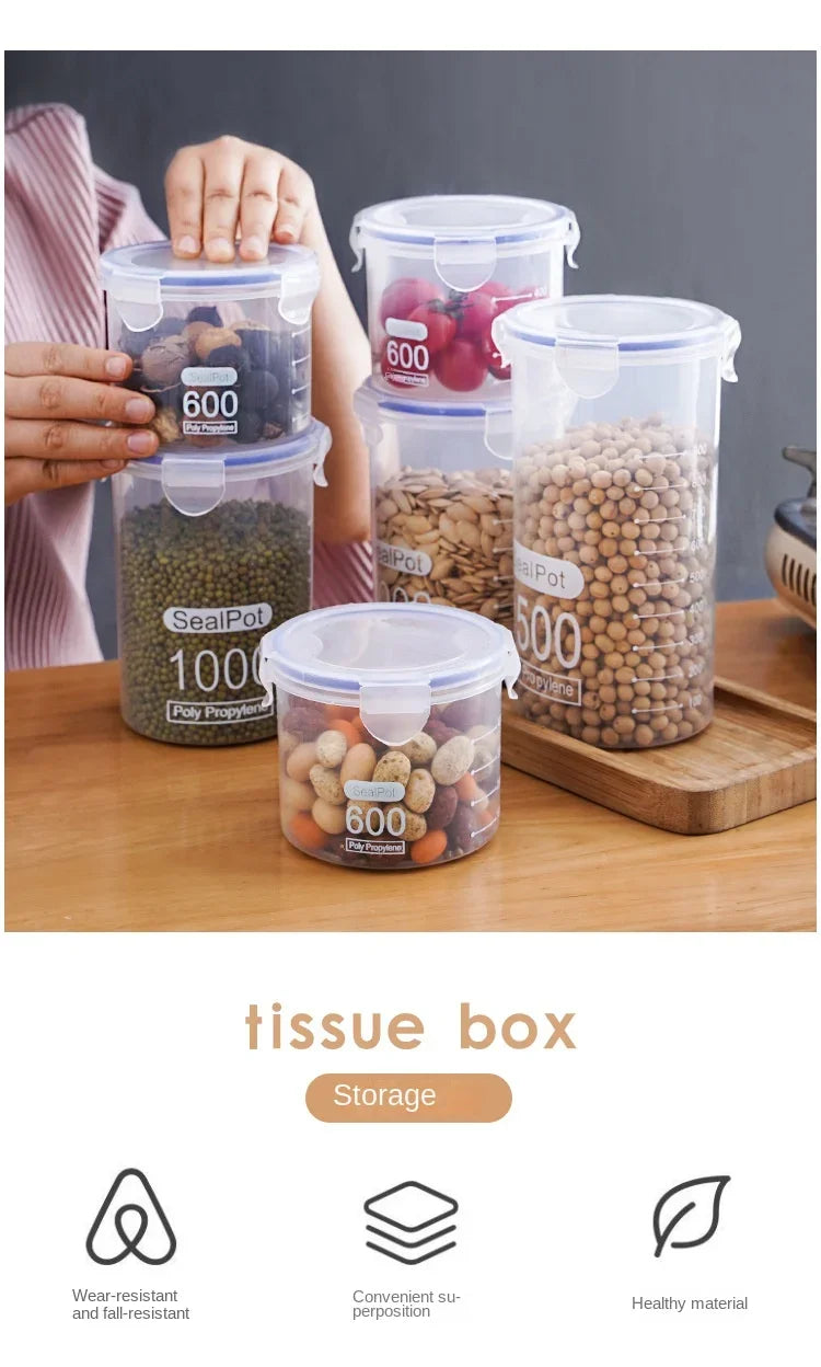 Sealed Jars With Scale Grain Storage Tank Kitchen Food Fresh-keeping Boxes Refrigerator Organize Container Seasoning Spices Can
