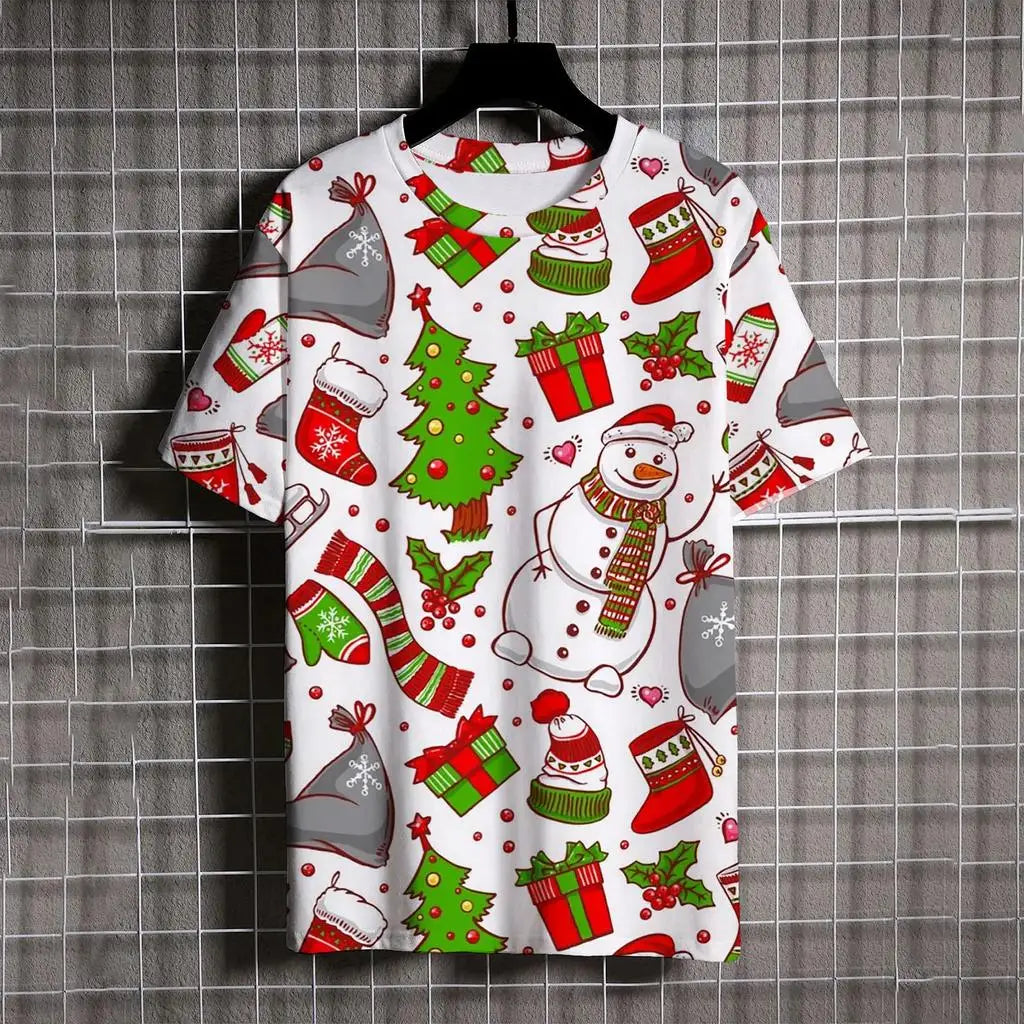 Kids Clothes Cartoon Christmas Santa Claus T Shirt Casual Short Sleeve T Shirts for Boys Girls 2-10y Christmas Gift for Children