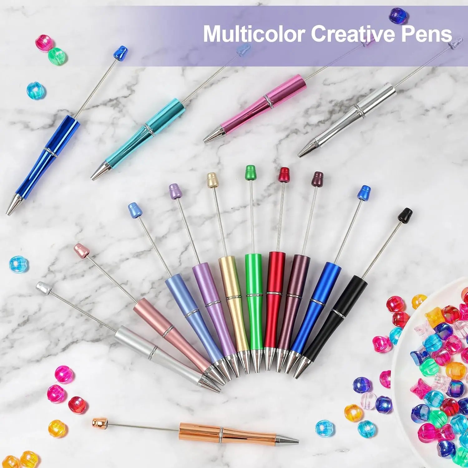 10PCS/20PCS Designated Theme Color DIY Bead Ballpoint Pen Set, Suitable For DIY Office &School Supplies