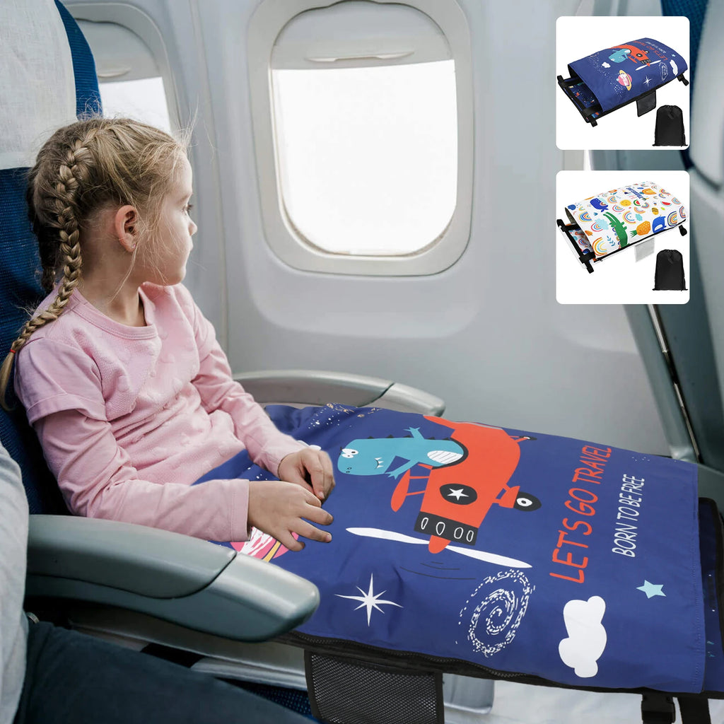 Toddler Travel Airplane Bed with Quilt Portable Children Pedals Beds Comfortable Aircraft Hammock Seat Extender Extra Leg Room