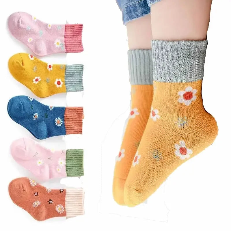 5 Pairs Kids Boys Socks Tennis Children Sport School Students Socks Spring Autumn Soft Cotton Toddler Mid Tube Girls Sports Sock