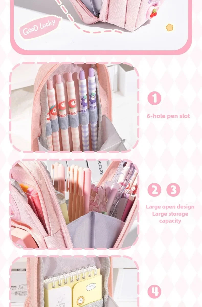 High Appearance Cute Cartoon Shaped Handheld Pencil Case with Large Capacity and Dirt Resistant Stationery Storage Bag