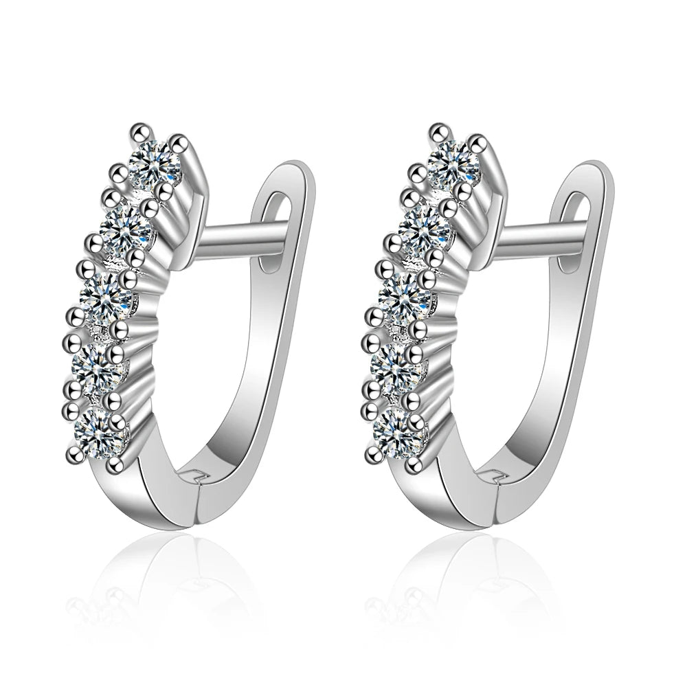18k Plated Total 2.6CT Full Moissanite Hoop Earring for Women Sparkling Wedding Party Earring 925 Sterling Silver Jewelry Huggie