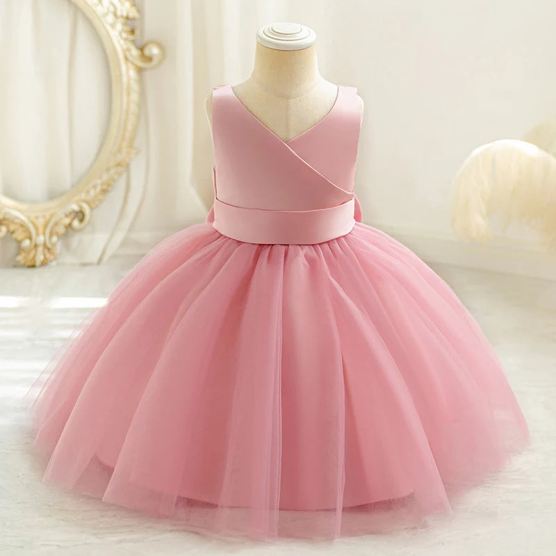 Baby Kids Green Lace Dresses For Children Girl Sleeveless Princess Gown Birthday Party Flower Girls White Dress