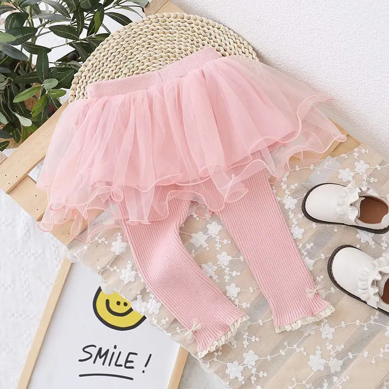 Girls Skirt-leggings Spring Autumn Mesh Skirt Pants for Kids Warm Winter Lace Children Leggings Toddler Trousers Baby Tights
