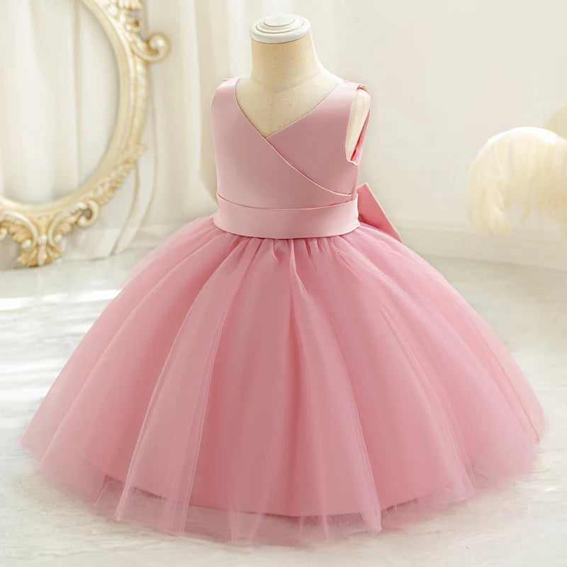Baby Kids Green Lace Dresses For Children Girl Sleeveless Princess Gown Birthday Party Flower Girls White Dress