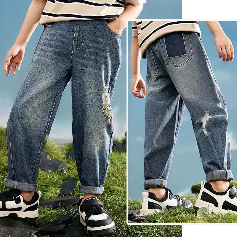 IENENS Kids Boys Denim Clothes Pants Children Wears Clothing Long Bottoms Baby Boy Skinny Jeans Trousers 4 5 6 7 8 9 10 11 Years