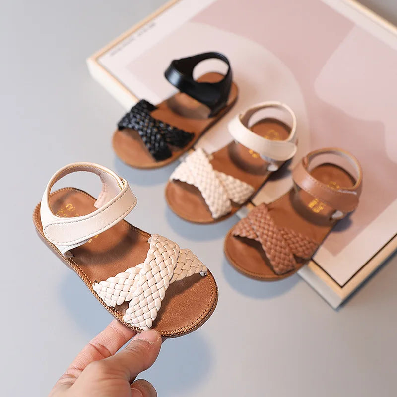 Baby Gladiator Beach Sandals Flat Casual Breathable Weave Roman Shoes Summer Kids Shoes 2026 Beach Children Sandals Girls F02121