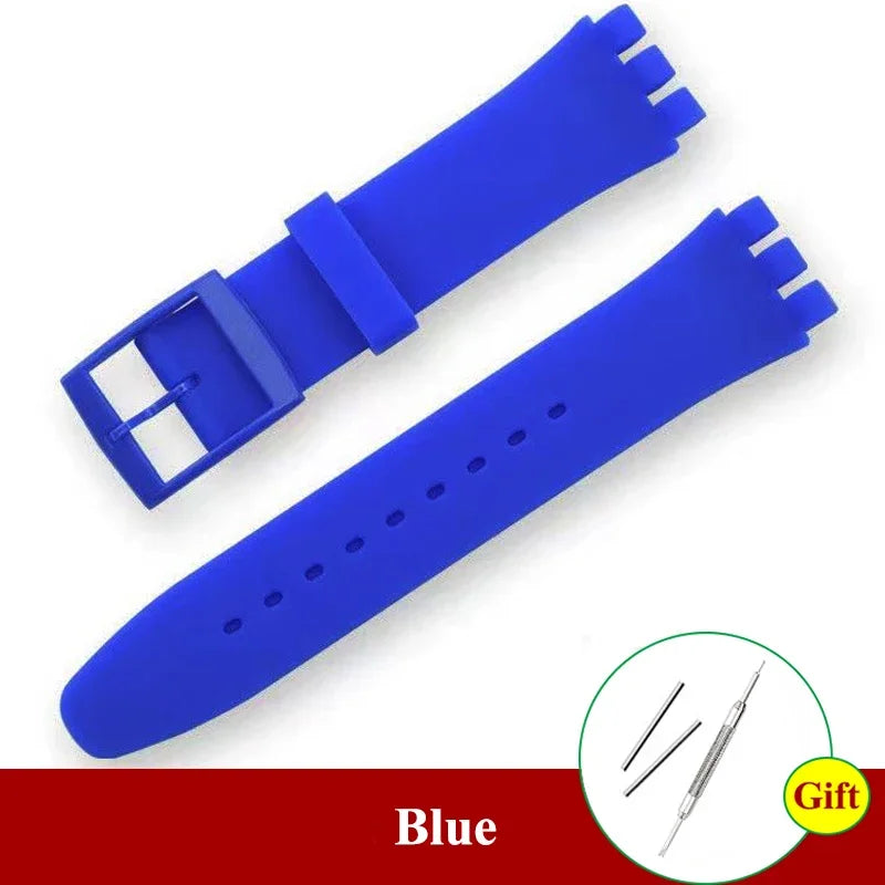 for Swatch Men Women Rubber Watch Band Soft Silicone Straps 16mm 17mm 19mm 20mm Sport Replacement Bracelet Wristbelt Accessories