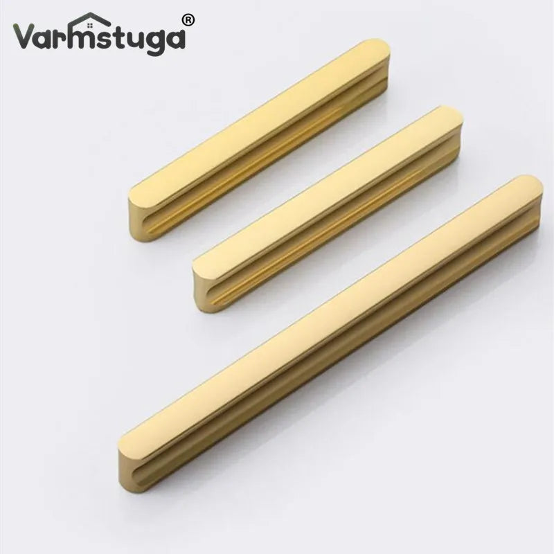 VARMSTUGA American Simple Black Aluminum Alloy Kitchen Cabinet Door Knobs and Handles Drawer Pulls Furniture Handle Hardware