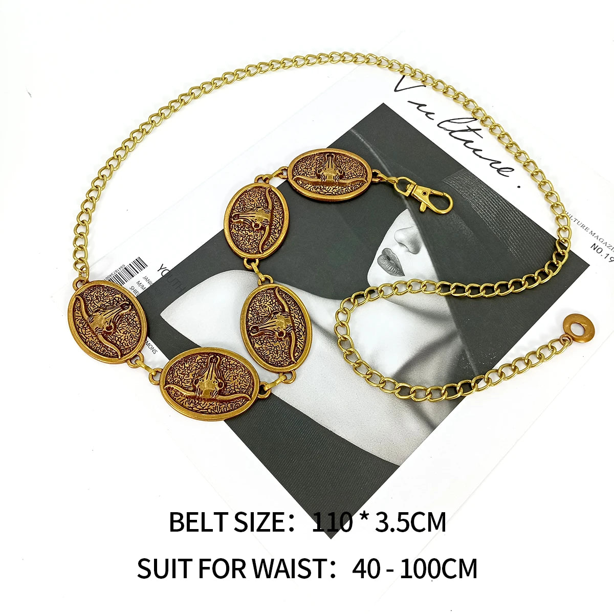Vintage Silver Chain Belt Sun Bull Coins Female Waist Y2K Dress Waistband Designer Belts For Women High Quality Punk Corset
