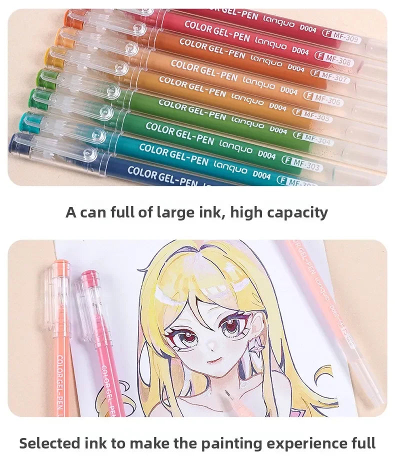 LANGUO Aesthetic Overlayable Skin Tone Gel Pens High-Capacity Art Journaling Replacement School Supplies Stationery