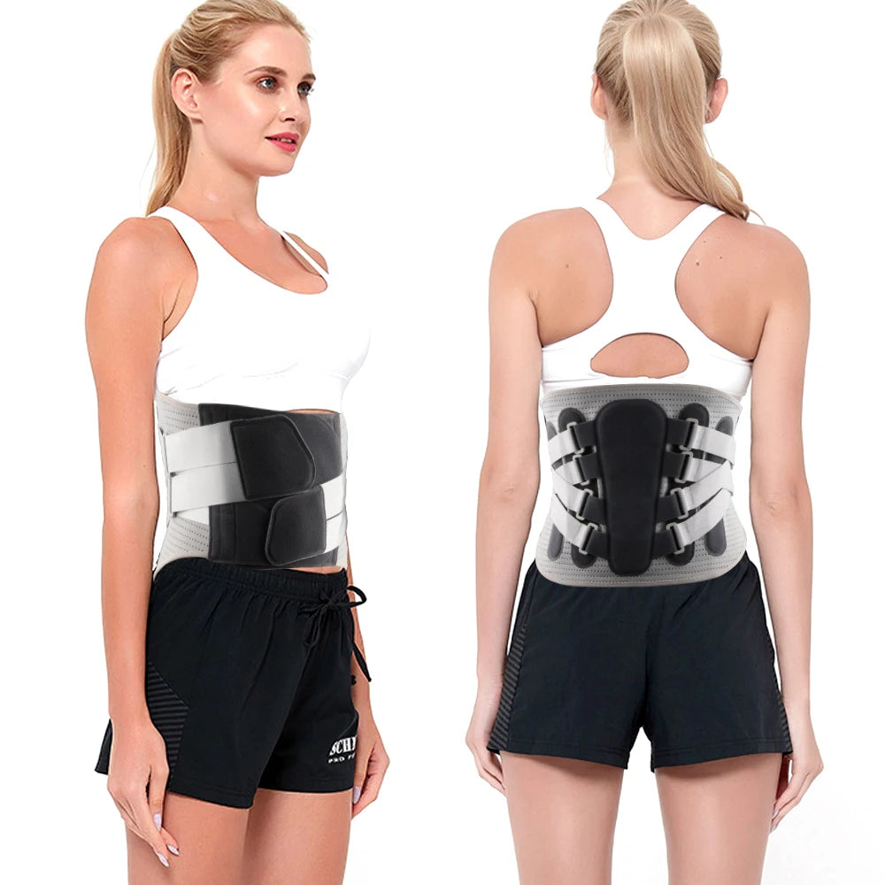 Adjustable Waist Support with Ergonomic Lumbar Pad for Spinal Alignment Sciatica Scoliosis and Herniated Discs - for Men & Women