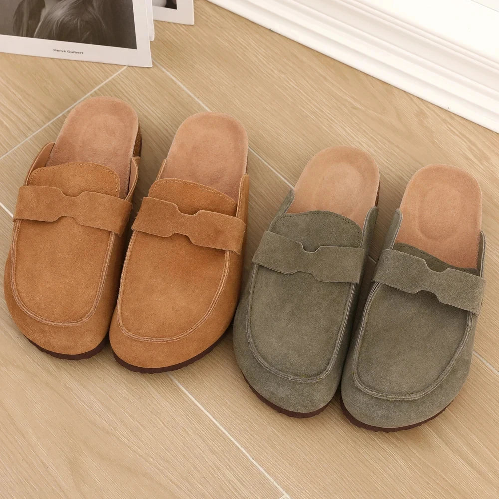 Kidmi Women's Genuine Suede Clogs Soft Footbed Leather Potato Shoes Comfort Slip On Clogs with Arch Support Fashion Home Slipper