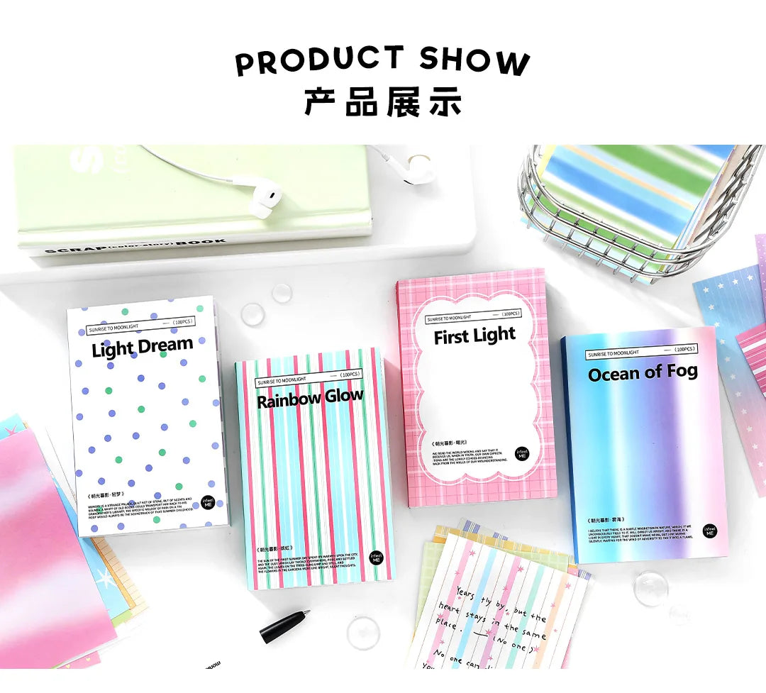 100sheets Ins Simple Color Lines Message Memo Notebook DIY Handmade Scrapbooking Material School Office Supplies