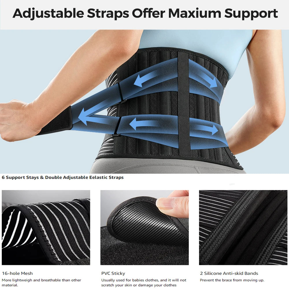 1PCS Back Brace for Lower Back Pain for Women Men with Lumbar Pad - Back Support Belt with 7 Stays for Heavy Lifting,Sciatica