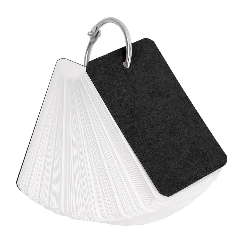 400-100Sheets Flash Cards Portable Index Cards with Ring Study Note Memo Pad Kraft Paper Notecards for Studying School Supplies