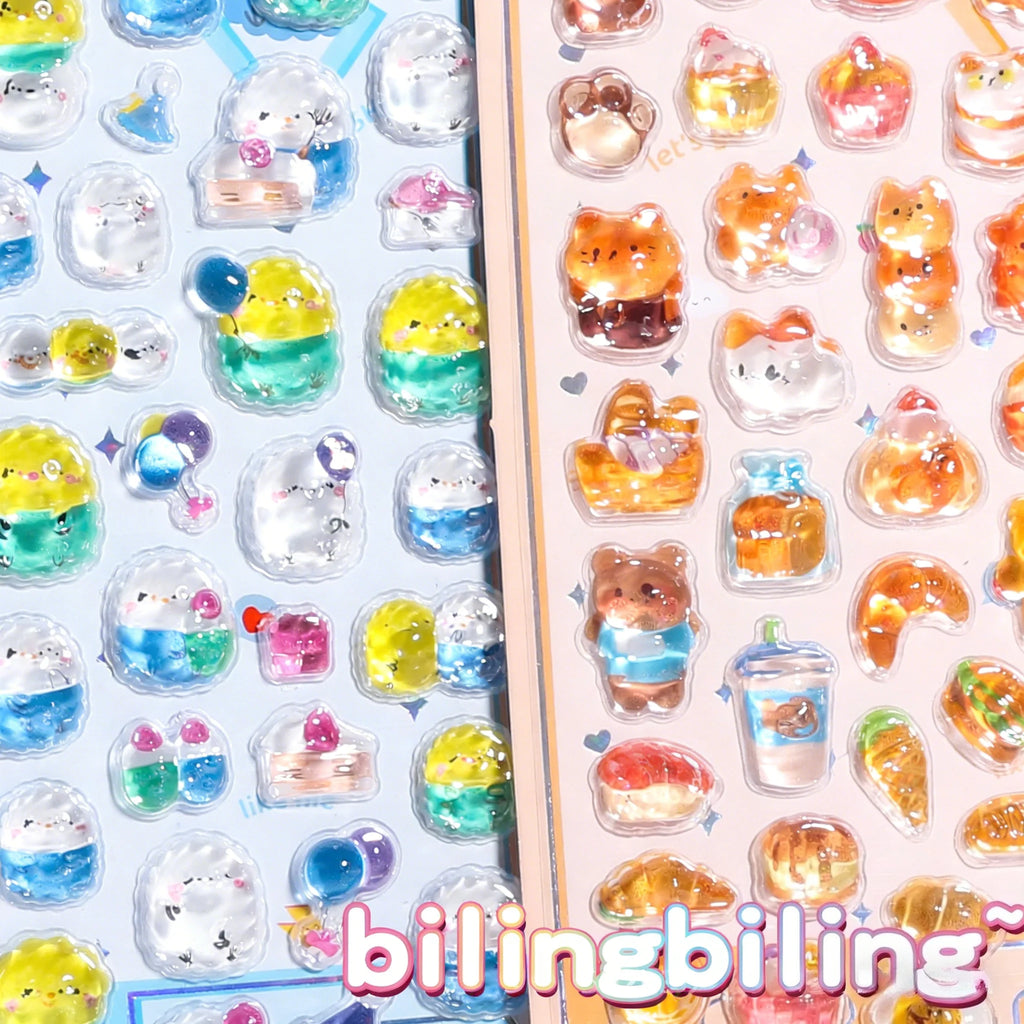 Kawaii Japanese Animal Sushi 3D Relief Drop Sticker for Scrapbooking Cute DIY Phone Case Decor Sticker School Stationery Supply
