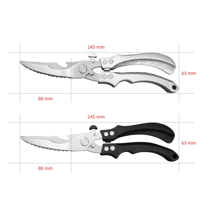 Utility Kitchen Scissors Plastic Handle Stainless Steel Blade Ultra Sharp Strong Scissors Slicing Fish Chicken Meat Scissorses
