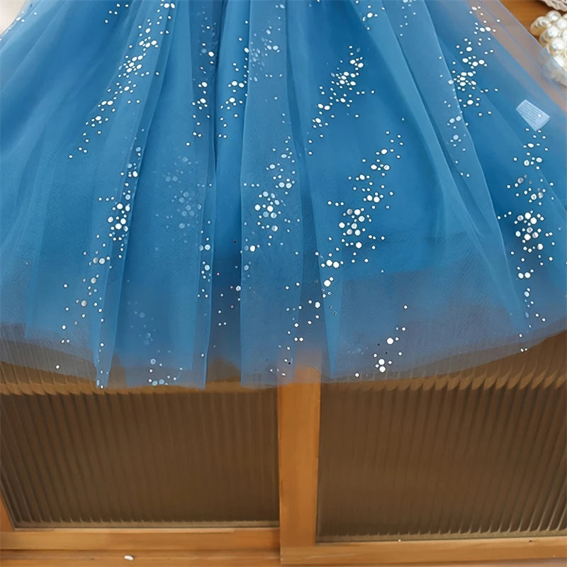 Sweet Baby Girl Birthday Party Evening Dress Children Summer Sleeveless Fairy Princess Gauze Dresses Fashion Toddler Kid Costume