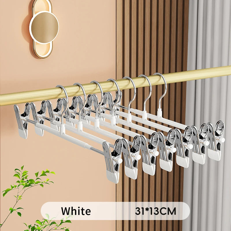5Pcs Pants Hangers with Clips Adjustable Skirt Hangers for Women Non-Slip Trousers Hanger for Jeans Clothes Hangers for Pants