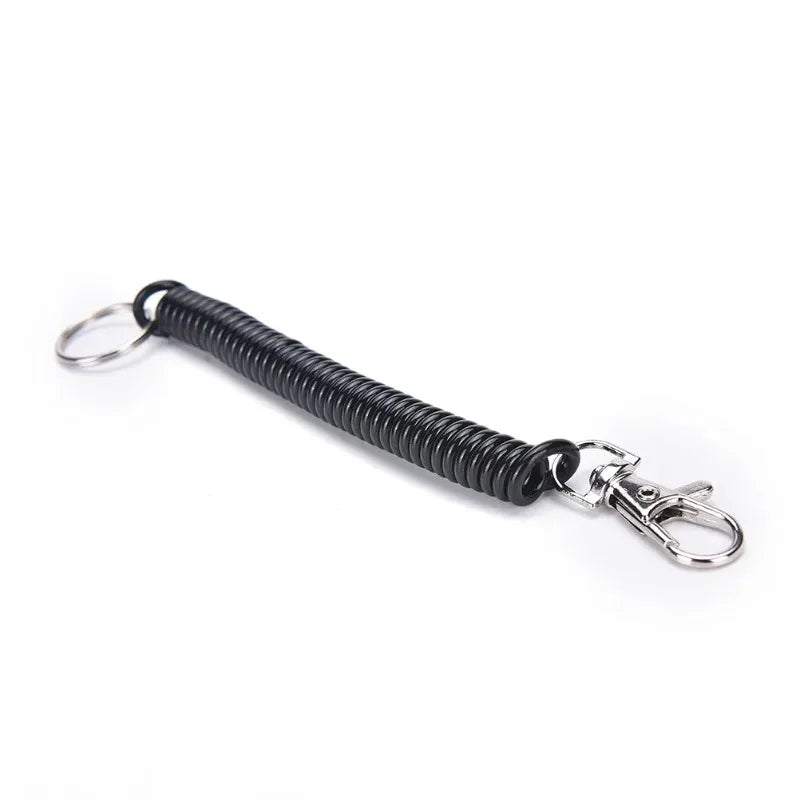 2PC  Plastic black extendable spring coil spiral tension chain keychain keychain keychain