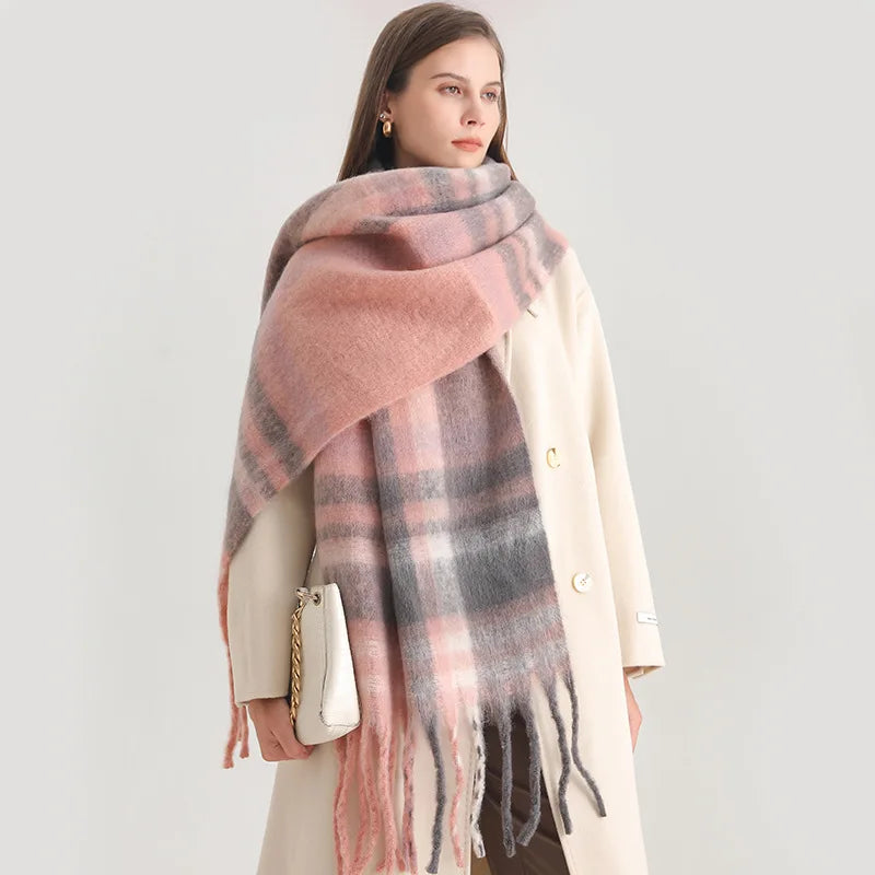 Korean Winter Imitation Cashmere Scarf Student Neck Thick Warm Shawl Men Women Popular Tassel Scarves Bufanda Blanket Thickening