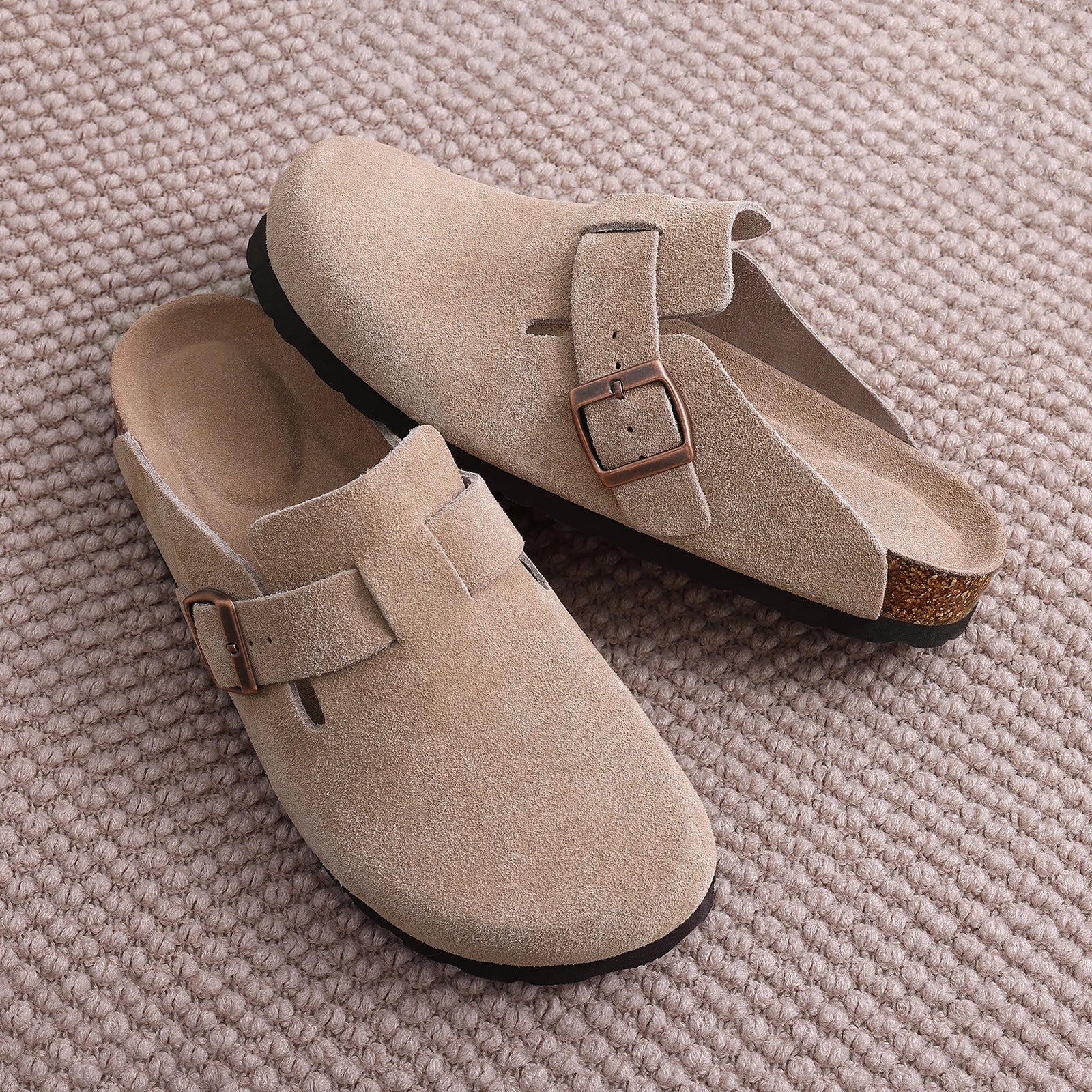 Kidmi Women's Genuine Suede Clogs Soft Footbed Leather Potato Shoes Comfort Slip On Clogs with Arch Support Fashion Home Slipper
