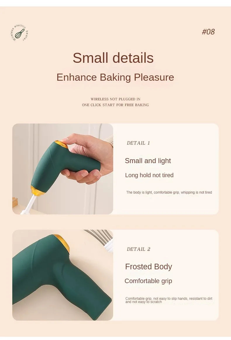 Electric mixer, milk frother, handheld egg beater, portable beverage coffee machine, cake cream machine, kitchen batter mixer
