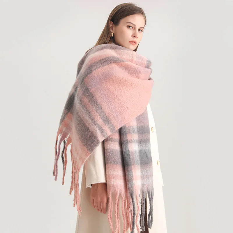 Korean Winter Imitation Cashmere Scarf Student Neck Thick Warm Shawl Men Women Popular Tassel Scarves Bufanda Blanket Thickening