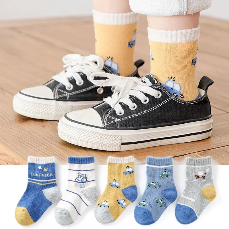 5 Pairs Kids Boys Socks Tennis Children Sport School Students Socks Spring Autumn Soft Cotton Toddler Mid Tube Girls Sports Sock