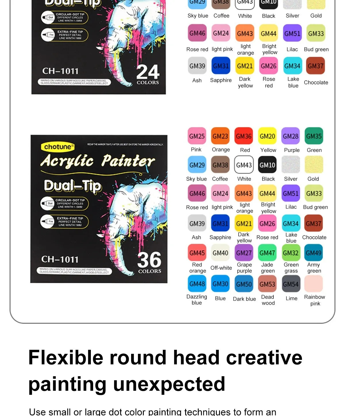 12/24/36 Color Double-ended Gouache Acrylic Marker Waterproof Pigment DIY Graffiti Marker Office and School Supplies
