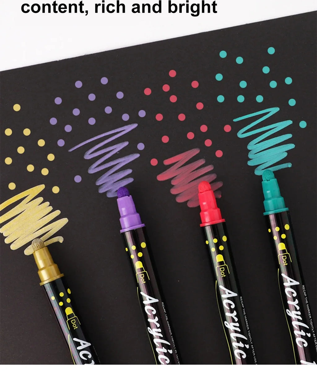 12/24/36 Color Double-ended Gouache Acrylic Marker Waterproof Pigment DIY Graffiti Marker Office and School Supplies