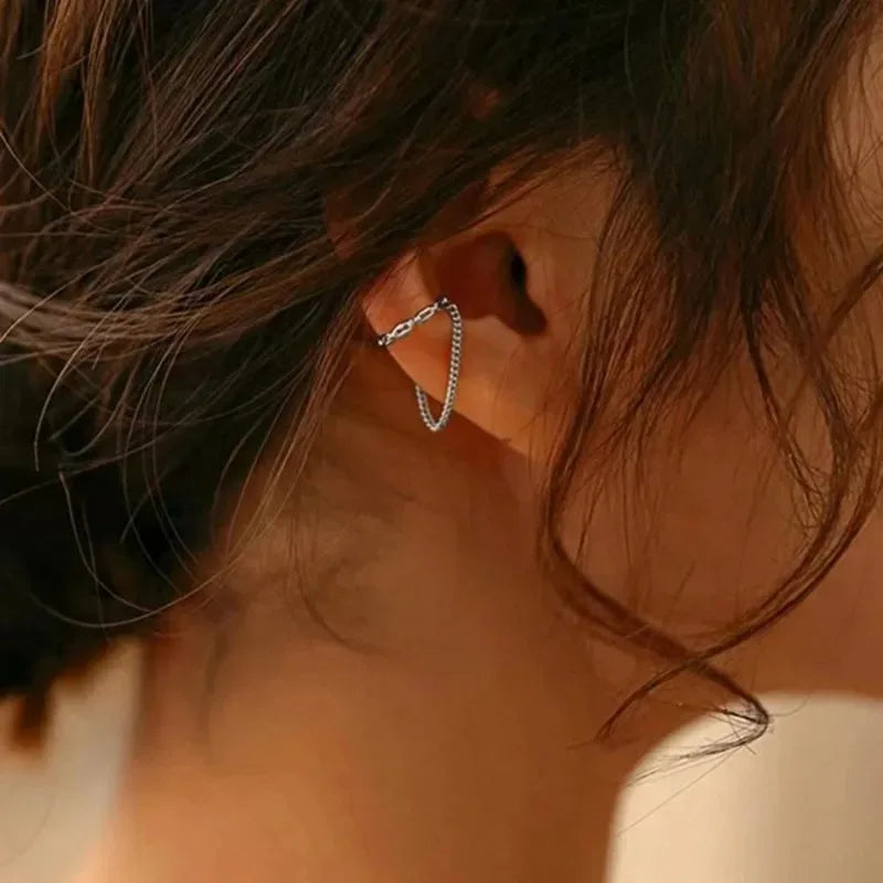 1Pc Fashion Minilist Fake Piercing Earcuff Earrings Chain Tassel Line for Woman No Piercing Ear Cuff Women Ear Jewelry