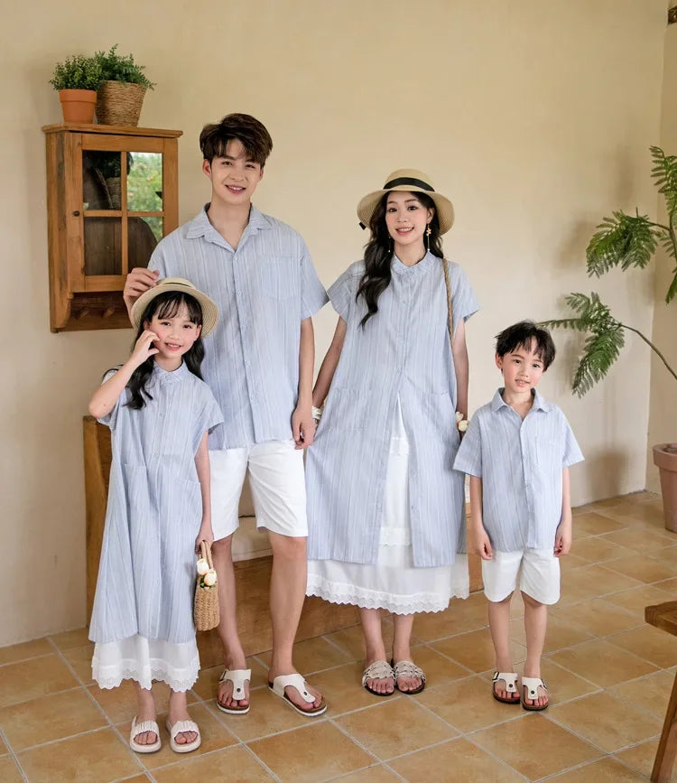 Holiday Look Summer Family Matching Clothing for Couples Mother Father and Son Daughter Clothes Fashion Mom and Children Outfits