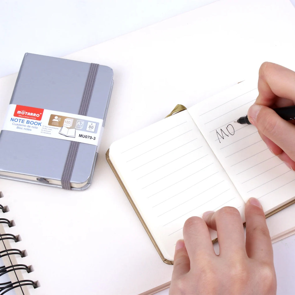 MOTARRO 1Pcs A7 Notebook Gold Silver Notepad Mini Memo Ins Hand Ledger for Student School Office Supplies Notepad