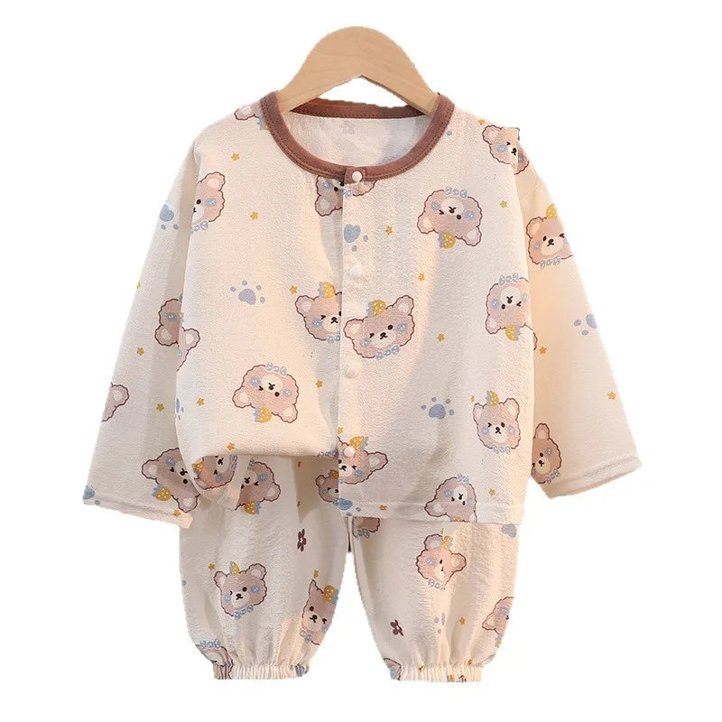 Kid Cute Cartoon New Sleepwear 2pcs Toddler Children Homewear Pajamas Thin Spring Summer Boys Girl Air Conditioning Clothing