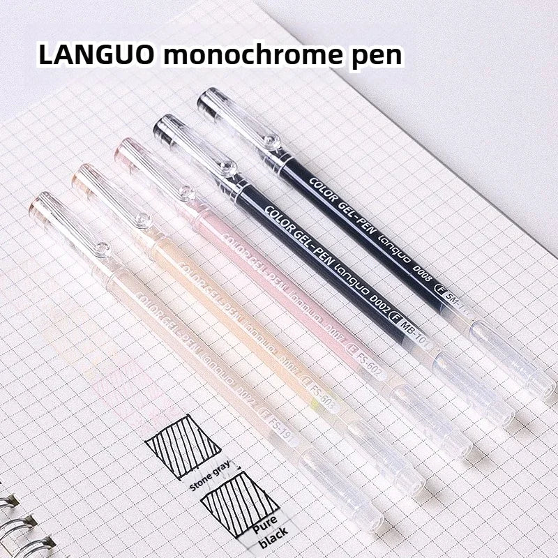 LANGUO Aesthetic Overlayable Skin Tone Gel Pens High-Capacity Art Journaling Replacement School Supplies Stationery