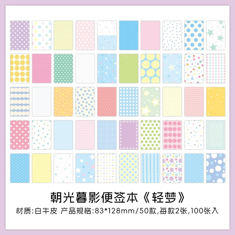 100sheets Ins Simple Color Lines Message Memo Notebook DIY Handmade Scrapbooking Material School Office Supplies