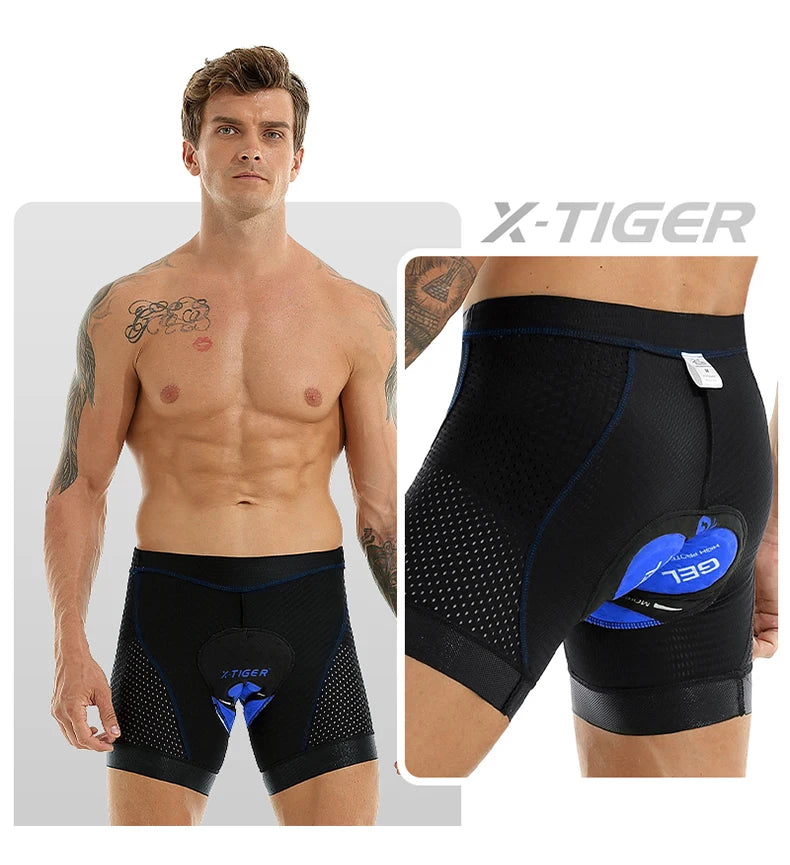 X-TIGER Cycling Underwear 5D Breathable Padded Gel Bike Shorts Men MTB Anti Slip Leg Grips Riding Cycling Shots Ciclismo