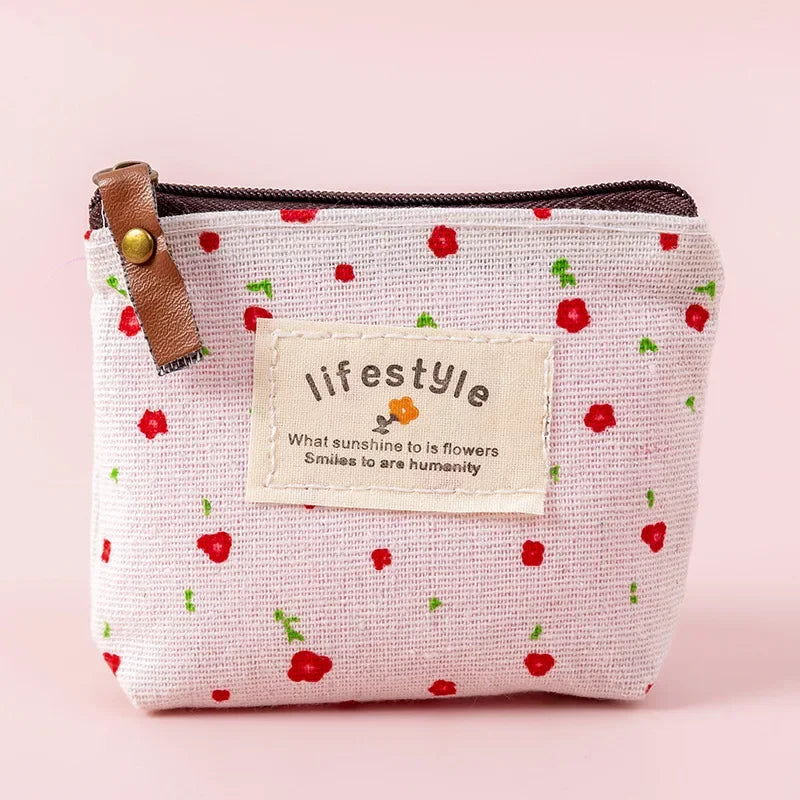 Fashion Kawaii Coin Purse Canvas Mini Floral Clutch Purse Women Girls Kids Cheap Coin Pouch Change Purses Clutch Bags Wholesale